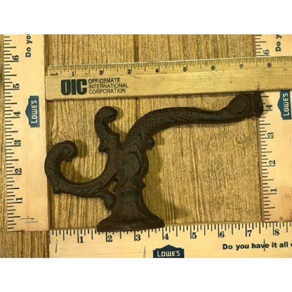 One (1) Cast Iron Chinese Dragon 8" Wall Hook Dolphin Wall Hooks 0170-01204 R - Picture 10 of 12